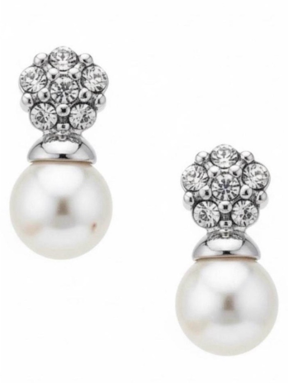 Swarovski Crystal & Pearl Pavé Drop Earrings